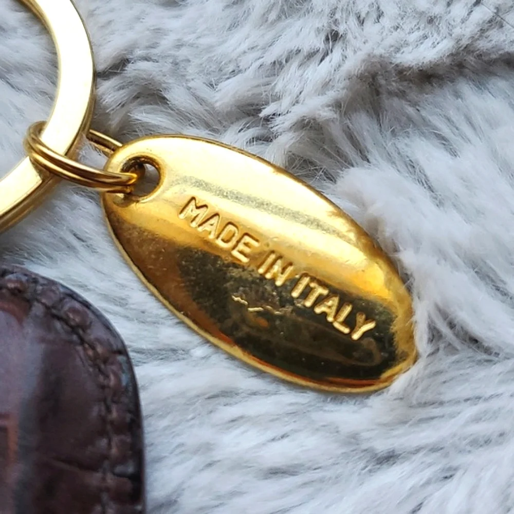 VTG Talbots Croc Embossed Leather Keychain Made in Italy